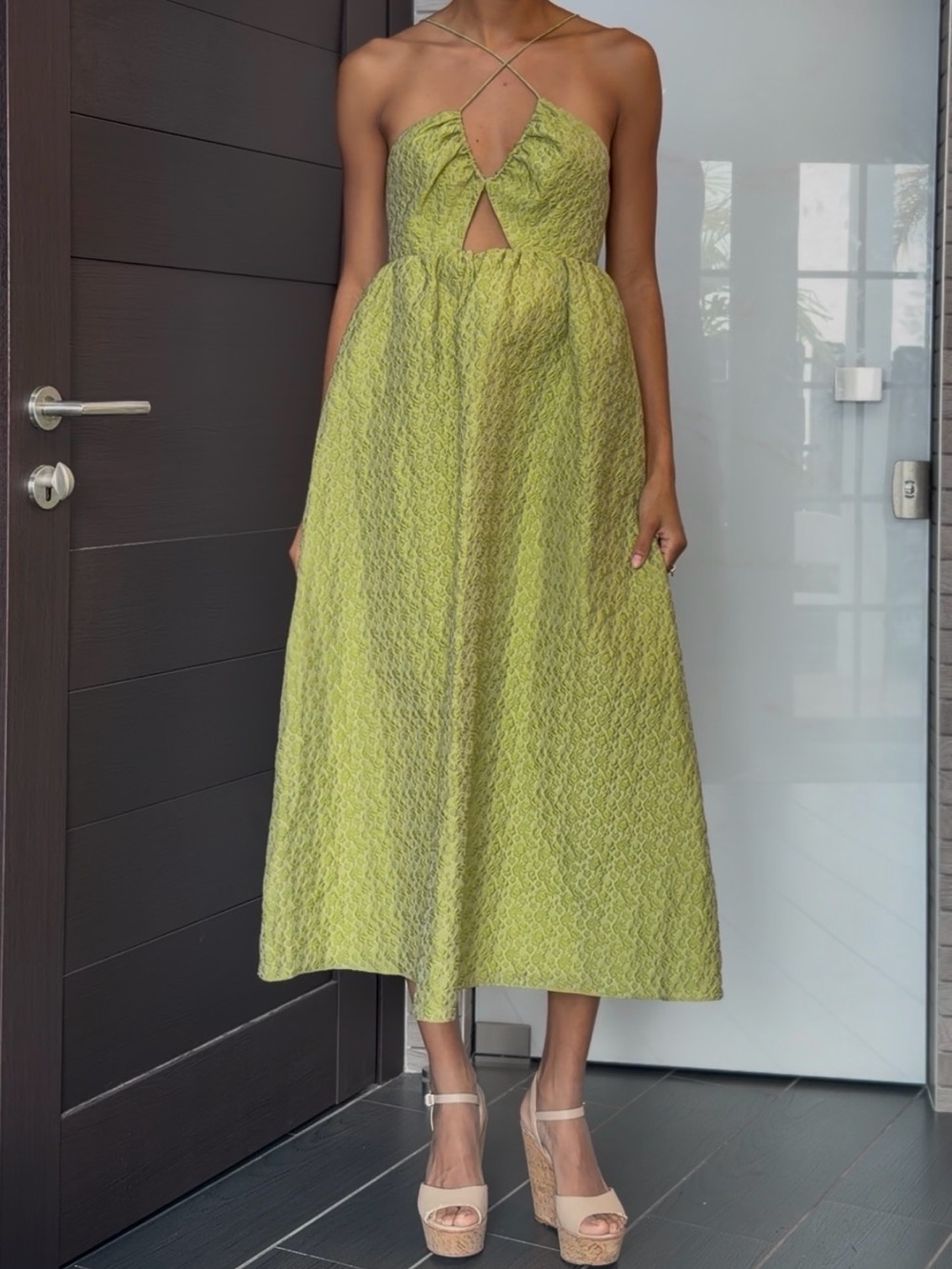 ASOS Yellow Ruched Sundress Spaghetti Strap - Picture 3 of 12